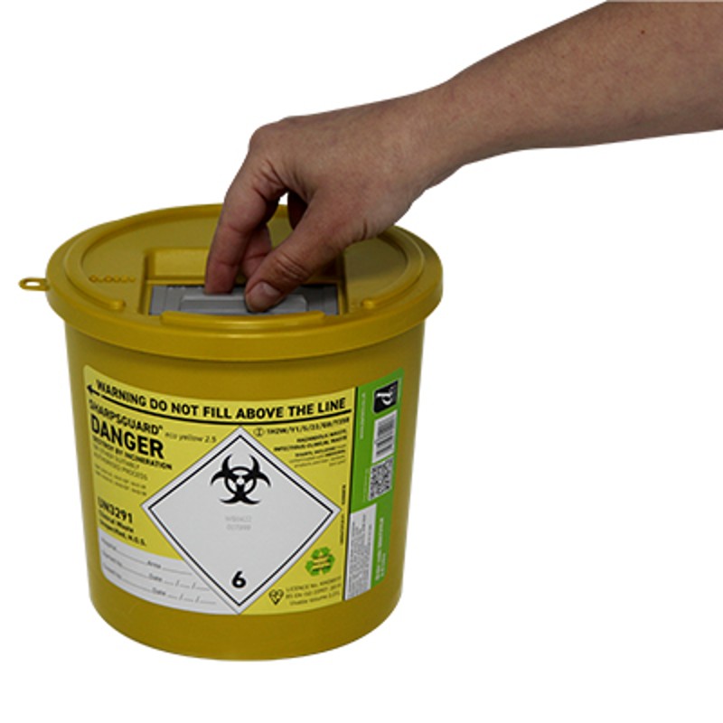 Daniels Sharpsguard 2.5L Yellow Sharps Bins LabWorld.co.uk